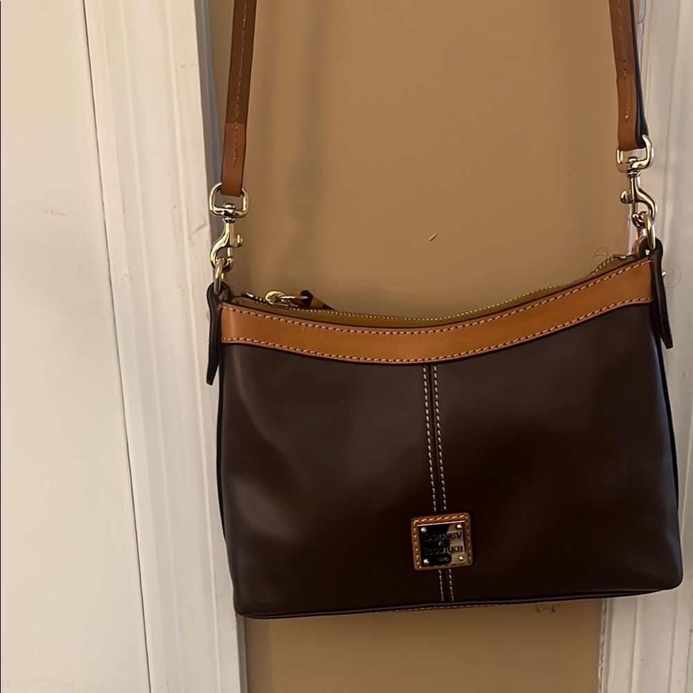 Brown and Tan Leather Crossbody Bag